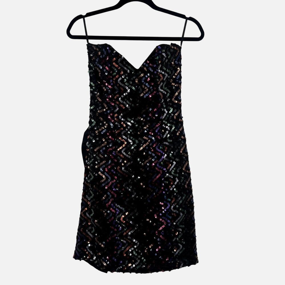 Gunne Sax Black Sequin Midi Dress with Iridescent Accents